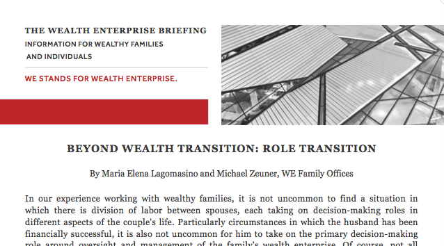 How can I transition wealth roles?